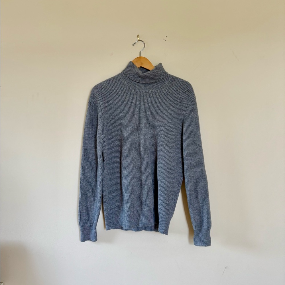 Mango Gray Wool Blend Knit Turtleneck Sweater